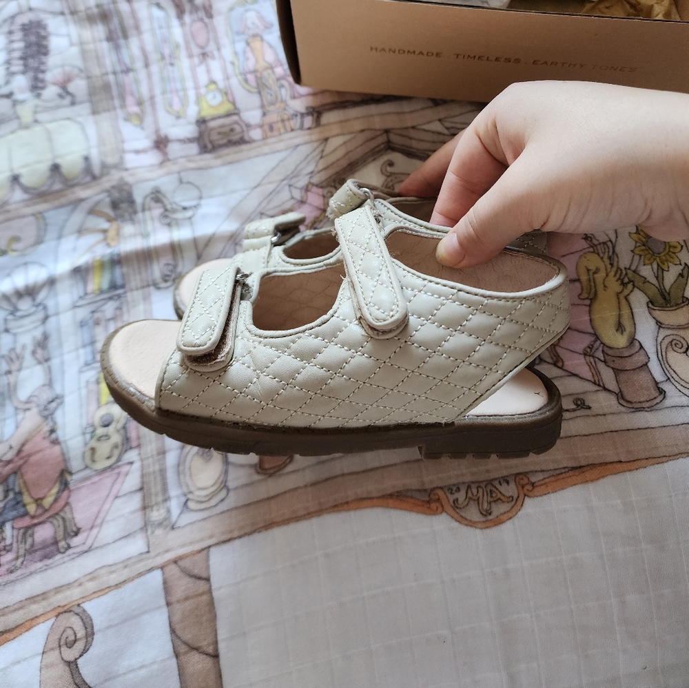 Consciously Baby Leather Wanderer Sandal in Color Bone